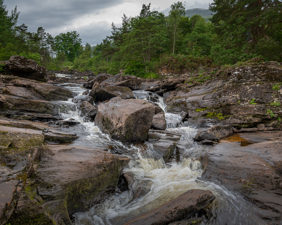 A photograph of the lower part of the Falls of Dochart