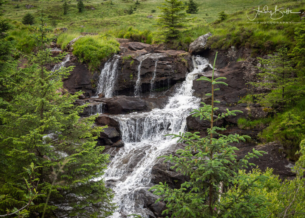 Photograph of a waterfall beside the A83

