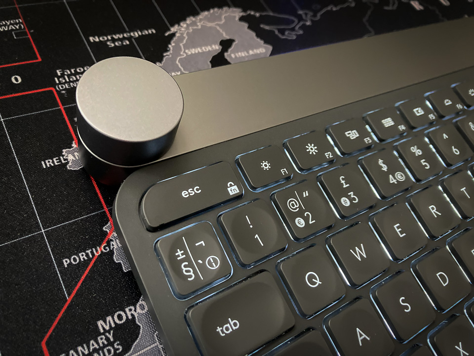 Logitech Craft Keyboard creative input dial.